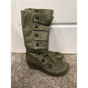 Miz Mooz Victorian Green Leather Boots Size 39